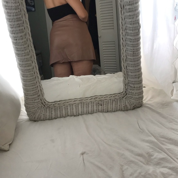 Faux Leather Nude Mini Skirt - Picture 3 of 6